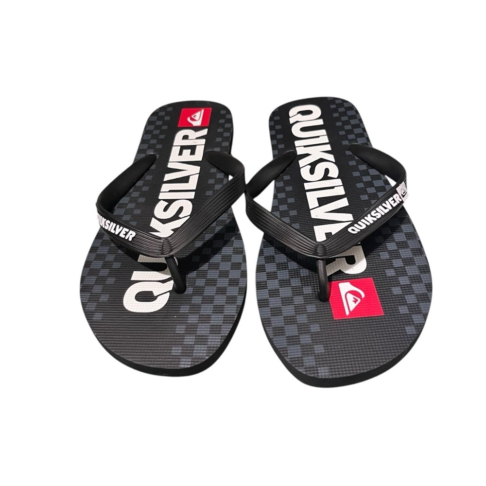 Quicksilver Men’s Java Blaze Check Flip Flops Size 12 Black - Picture 3 of 5